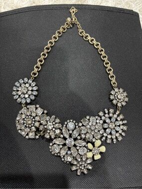 J.Crew Crystal Statement Necklace - Gold Tone with Clear Stones